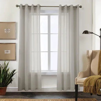 Immagine prodotto di Tende trasparenti - Set di 2 pezzi - Altezza 300 cm x Larghezza 140 cm - Grigio chiaro - Facili da pulire - 100% poliestere - Aspetto simile al lino - Tenda voile