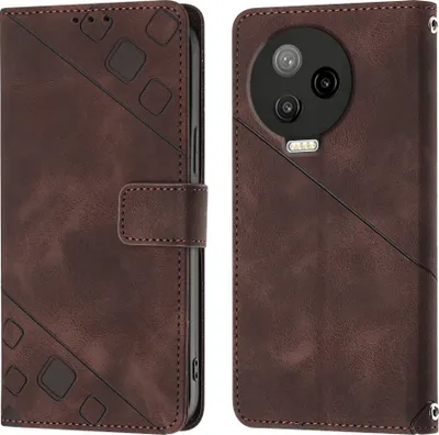 Produktbild von Hülle für Infinix Note 20 X676C Prägung Flip Leder Brieftasche Schutzhülle mit Ständer Braun