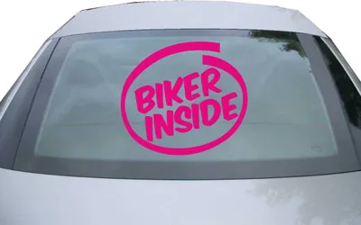 Produktbild von Indigos UG - Aufkleber Heckscheibe & Motorklappe DE6999 - pink - 600x540 mm - Biker inside - Auto Scheiben Fenster Heckklappe Tuning Racing JDM - Die cut