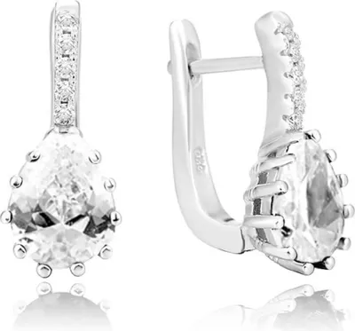 Image de Boucles d'oreilles en argent avec cristal clair AGU1196