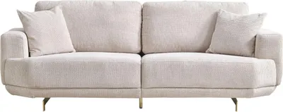 Produktbild von Weiß Textil 3-Sitzer Wohnzimmer Polster Sofa 3-er Wohnzimmer Couch Möbel