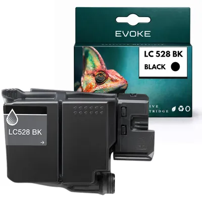 Productafbeelding van Evoke-compatibele cartridges voor de Brother-printer LC528 LC-528BK, zwart, 110 ml, compatibel met MFC-J6560DW, J6760DW, J6960DW, J6975DW, J6977DW