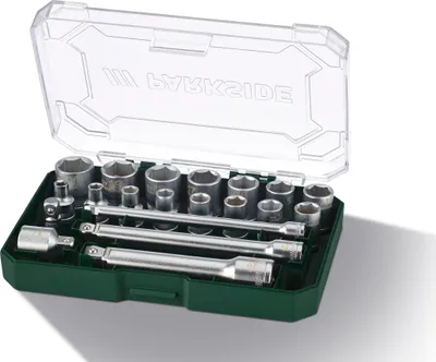 Produktbild von PARKSIDE® Ratsche, Ratschenset, Steckschlüsseleinsätze (Steckschlüsseleinsätze 20.tlg.)