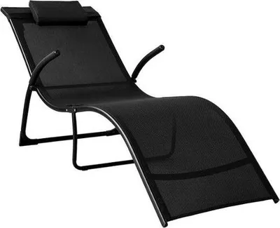 Produktbild von Famanu Liegestuhl Klappbar - Atmungsaktiver Stoff - Schwarz - 60x69x173 cm