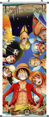 Produktbild von One Piece Rollbild / Kakemono | Stoff | 100x40cm | Motiv: Die Strohhut-Bande