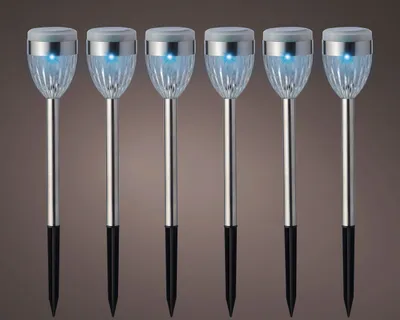 LED Solar Außenleuchten mit Farbwechsel 24,5cm Edelstahl 6er Set
