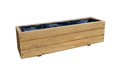 Produktbild von Blumenkasten Holz 60 cm lang – Balkon Pflanzkasten wetterfest & fertig montiert – Pflanzkübel Holz für Terrasse & Garten D6 Eiche
