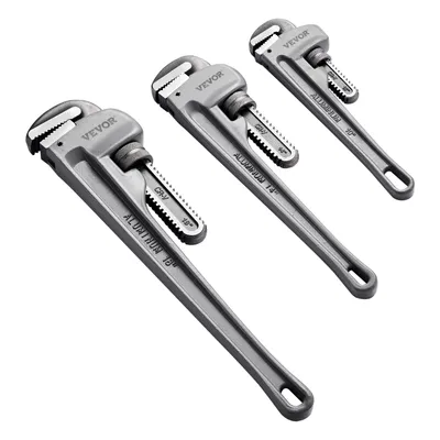 Zdjęcie produktu dla 3-częściowy zestaw kluczy do rur VEVOR, 10" 14" 18" prosty aluminiowy klucz do rur, regulowany klucz hydrauliczny, z wytrzymałą szczęką i ergonomiczną rękojeścią, z możliwością zawieszenia