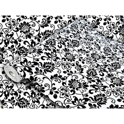 Produktbild von Klebefolie Möbel 90x25 cm - Ornament Schwarzweiß - Möbelfolie selbstklebend in Deko-Stil - Folie für Möbel zur einfachen Renovierung von Türen, Tischen und Regalen - Klebefolie dekorativ und abwaschbar