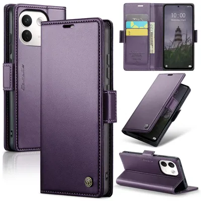 Produktbild von Lederhülle für Xiaomi Redmi Note 17 Pro Max Brieftasche Kartenfach Schutzhülle mit Standfunktion Lila
