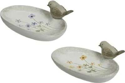 Produktbild von Vogelfutterstelle Vogeltränke Terrakotta H.9,5 cm blau gelb Stückpreis