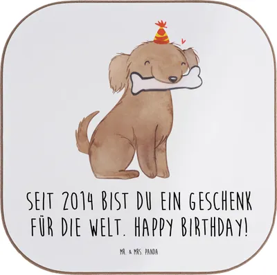 Produktbild von Mr. & Mrs. Panda Untersetzer für Gläser 2014 Geburtstag Geschenk - Weiß - Geburtstagserinnerungen, gläseruntersetzer, Tischuntersetzer, Holzuntersetzer, seit, Jahrgang