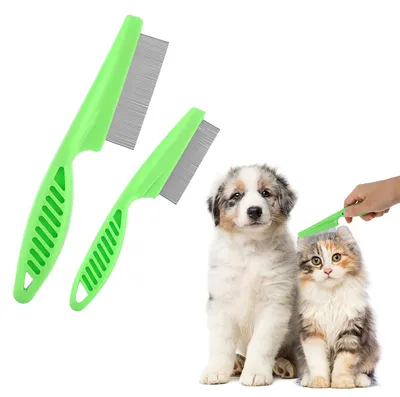Productafbeelding van Huisdierenkam - Roestvrij staal - Set van 2 - Voor honden en katten