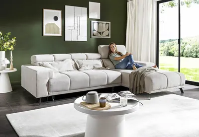 Produktbild von Polstergarnitur >Sally< Sitztiefen + Kopfetilverstellung, creme - 285x79x201cm (BxHxT)