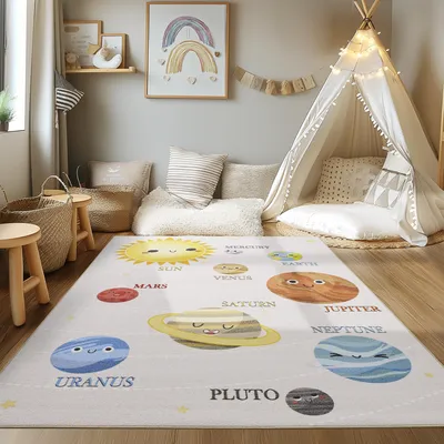 Obrázok produktu pre Homebyhome Detský koberec s motívom dúhy Koberec pre chlapcov aj dievčatá Hravý koberec do detskej izby Odolný a pohodlný, rozmery: 120 × 170 cm