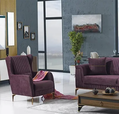 Produktbild von Lila Sessel Wohnzimmer Einrichtung Design Polstermöbel Modern Polstersessel