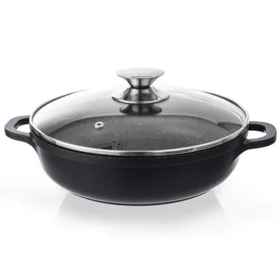 Produktbild von Orion | Pfanne - Schmorpfanne - Ø 28 cm - Schwarz - Antihaftbeschichtung - Hitzebeständig - Mit Glasdeckel