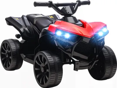 Image de AIYAPLAY Quad électrique enfant 6V, voiture électrique enfants ATV, musique et phares LED, vitesse 1,5-3 km/h, 4 roues, marche avant et arrière, pour garçons et filles de 3 à 8 ans, rouge