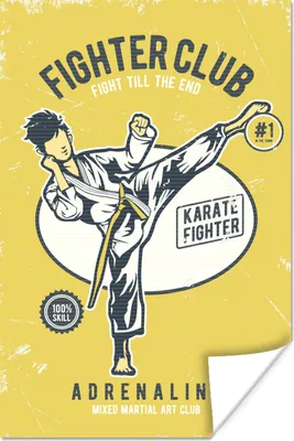 Produktbild von MuchoWow® Poster Karate - Retro - Zitat 120x180 cm - Kunstposter