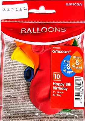 Produktbild von Amscan - Ballons, Latex, 8 Geburtstag 10er-Pack SG38032 (Einheitsgröße) (Bunt)