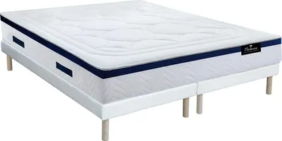 Produktbild von Lattenrost + Hybridmatratze auf Taschenfedern und Formgedächtnis mit MARQUIS-Aufnäher von DREAMEA - Gr. 30 cm - 180 x 200 cm - blau