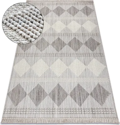 Produktbild von Teppich NANO EO61A Diamanten, Schlinge, flach gewebt grau / weiß beige 160x220 cm