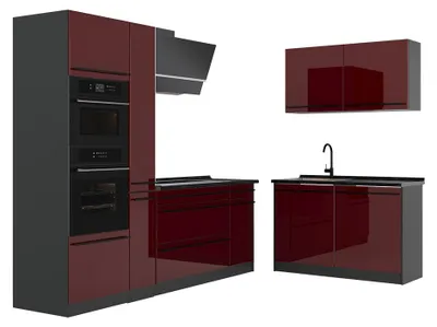 Imagen del producto de Cocina esquinera Vicco R-Line Rojo de alto brillo/Antracita 230 x 120 cm encimera Antracita, Model 66709
