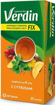 Produktbild von Verdin FIX mit Zitrusfrüchten für die Darmverdauung 20 Beutel