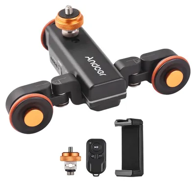 Produktbild von Andoer Motorisierter Kamera-Video-Dolly mit Skalenanzeige, Auto-Dolly, motorisierter Video-Slider-Skater, 3 Geschwindigkeiten einstellbar mit 2,4-G-Fernbedienung, Telefonhalter-Ersatz fuer iPhone 15/14/13 fuer Canon Nikon Sony DSLR-Kamera