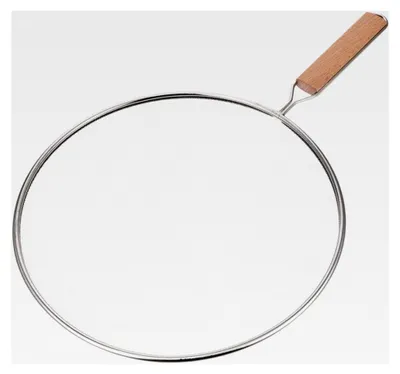 Produktbild von Edelstahl Spritzschutzdeckel 21 cm mit klappbarem Holzgriff, Ölsiebdeckel und Fettspritzschutz für Pfannen und Töpfe, hitzebeständig und vielseitig einsetzbar