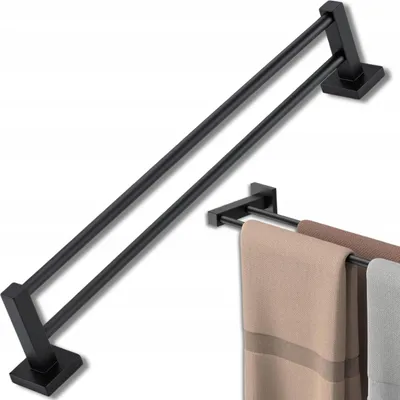 Produktbild von EDIBAZZAR | Wandmontierter Handtuchhalter für Dachbodenbadezimmer, schwarz, 50 cm