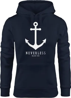 Produktbild von Hoodie Damen Anker Nautical Sailor Segeln Kapuzen-Pullover für Frauen Neverless® navy S