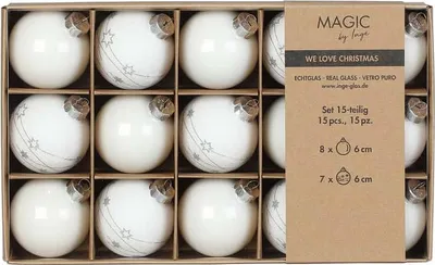 Produktbild von Weihnachtskugeln 15 Stk 6 cm Just White