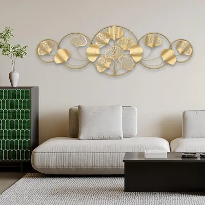 Metall-Wanddeko Ginkgoblatt gold 128x43 cm