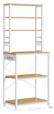 Obrázek produktu pro Kuchyňská polička s zásuvkami – 40 x 60 x 167 cm, hnědá/bílá