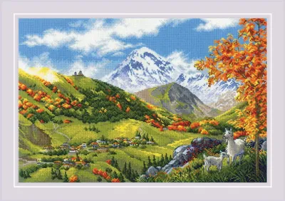 Zdjęcie produktu dla Zestaw do haftu krzyżykowego Riolis "Górskie miasteczko", metoda liczenia, do samodzielnego wykonania, wymiary 60x40 cm