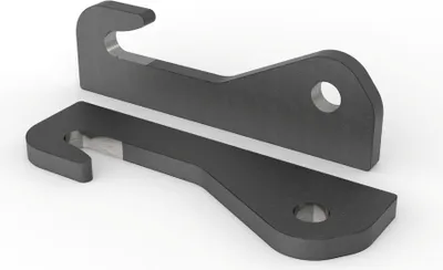 Two metal hooks are shown against a neutral background.