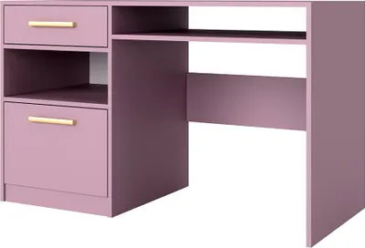 Produktbild von Furniture24 Schreibtisch Bali 125 cm mit Schublade Schrank und 2 Fachboden Pflaume