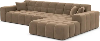 Produktbild von Samtstoff L-Form Sofa Nivara Braun Rechts