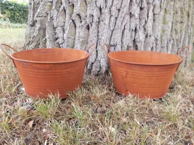 Produktbild von Pflanztöpfe Blumentöpfe Pflanzschalen 2er Set Eisen Rost rund je 18 cm
