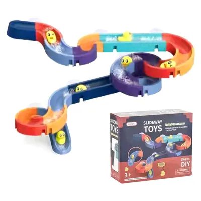 Produktbild von 34-tlg. DIY-Murmelbahn mit Saugnäpfen,Badespielzeug für Kinder 3–6 Jahre , Wasser-Spielset, kreativer Bade-Spaß, ideales Geschenk für Jungen & Mädchen