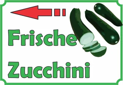 Produktbild von Frische Zucchini Verkaufsschild mit Pfeil links Hofladen Verkaufsförderung A4 (210x297mm)