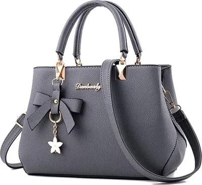 Produktbild von Damen Handtasche Leder Tasche Shopper Damen Handtaschen Schule Schultertaschen Geldbörsen (Grau)