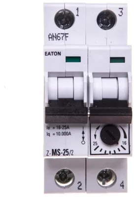 Imagen del producto de Interruptor de protección de motor, 2 polos, 3 kW, 16-25A, modelo Z-MS-25/2, referencia 248400