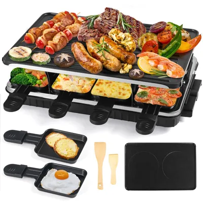 Raclette-Grill für 8 Pers., 1300 W, Antihaft, 8 Pfännchen, grün