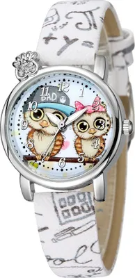 Produktbild von Owl Kinderuhr - Bunte analoge Uhr für Schulkinder in Weiß KP11300