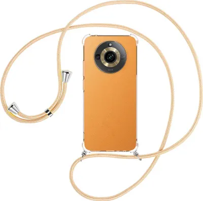 Produktbild von Handykette Backcover-Schutzhülle mit Band (Metall silberfarben) für Realme 11 5G (6.72'') - Goldkordel