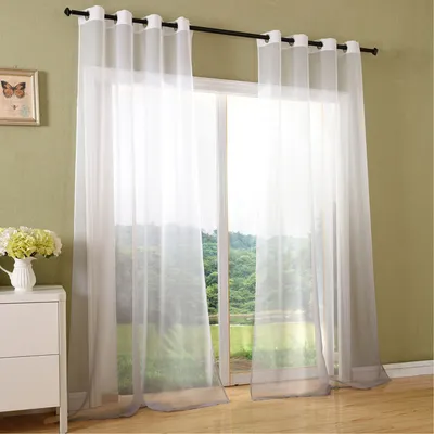 Produktbild von Schal transparent Farbverlauf Vorhang mit Ösen Gardine Voile, 2 Stück 245x140, Grau, 204202