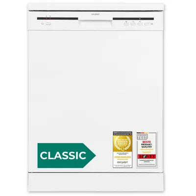 Produktbild von Exquisit CLASSIC Geschirrspüler 60 cm, 11 Liter, Freistehend Unterbaufähig, 12 Maßgedecke, 3 Spülprogramme, ECO, GSP56012-030E weiss