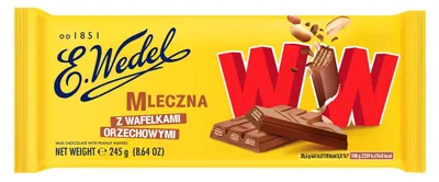 Zdjęcie produktu dla E. Wedel Czekolada Mleczna z Wafelkami Orzechowymi WW 245g